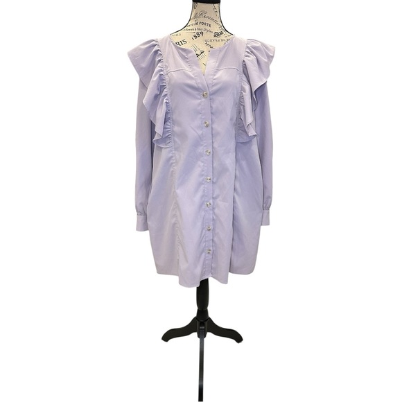 Entro Lavender Button-Up Dress with Ruffle Trim - Picture 2 of 11